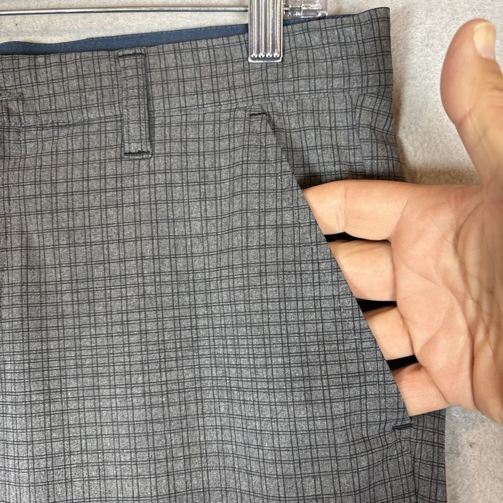 Adidas Pants Mens 32x32 Gray Checked Golf Stretch Athletic Tapered Performance